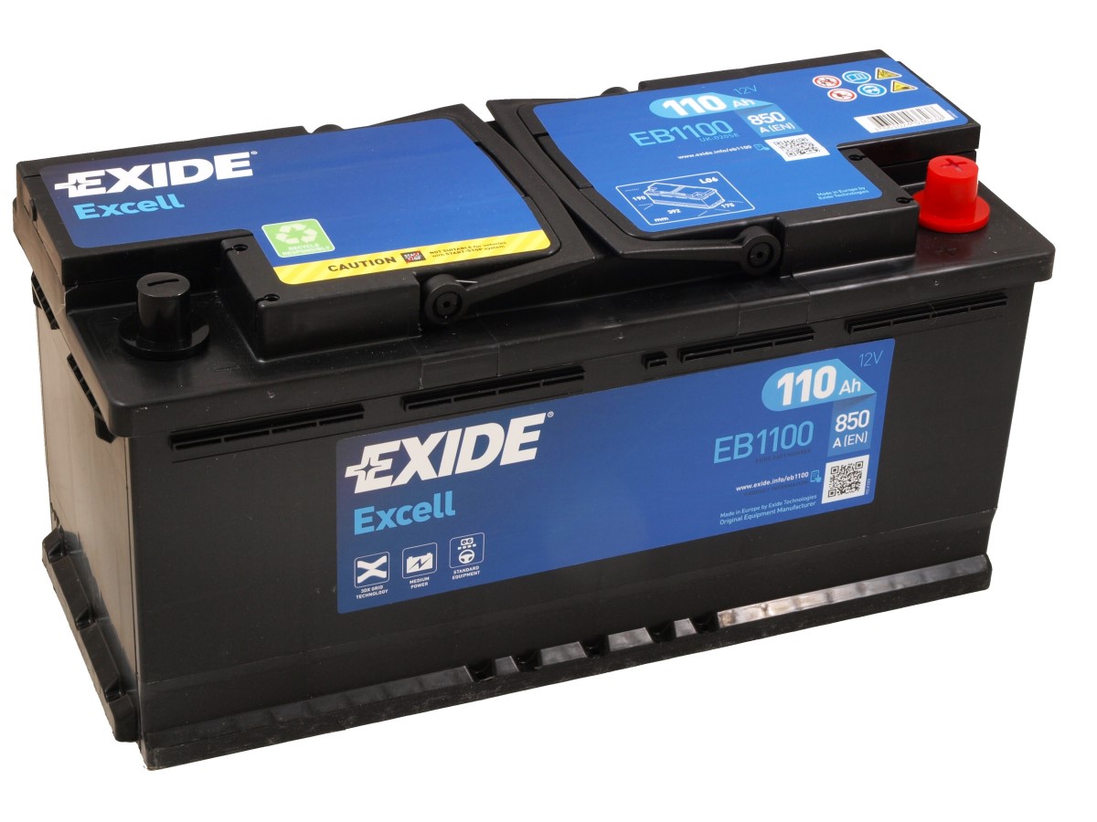 EXIDE EXCEL EB1100 12V 110Ah 850A(EN) 392x175x190 0/1 EAN3661024036238